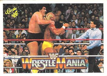 1990 Classic WWF The History of Wrestlemania #38 Hulk Hogan / Andre the Giant Front