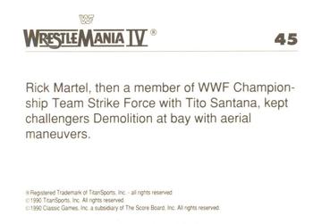 1990 Classic WWF The History of Wrestlemania #45 Rick Martel / Demolition Back