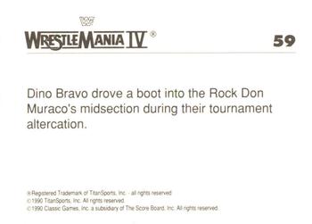 1990 Classic WWF The History of Wrestlemania #59 Dino Bravo / Don Muraco Back