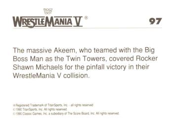 1990 Classic WWF The History of Wrestlemania #97 Akeem / Shawn Michaels Back