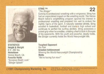 1991 Championship Marketing WCW #22 The New Champion Back