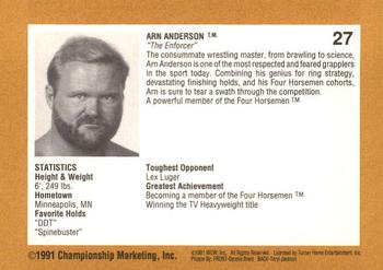1991 Championship Marketing WCW #27 World T.V. Champion Back