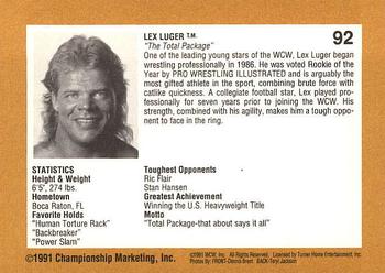 1991 Championship Marketing WCW #92 U.S. Heavyweight Champion Back