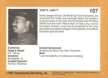 1991 Championship Marketing WCW #107 Teddy Long Back