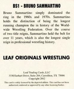 2012 Leaf Originals #BS1 Bruno Sammartino Back