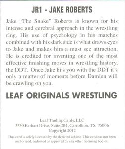 2012 Leaf Originals #JR1 Jake Roberts Back
