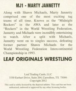 2012 Leaf Originals #MJ1 Marty Jannetty Back
