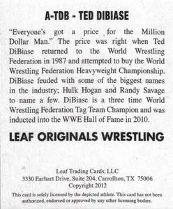 2012 Leaf Originals #TDB Ted DiBiase Back