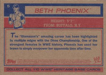 2012 Topps Heritage WWE #5 Beth Phoenix Back