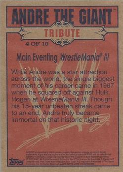 2012 Topps Heritage WWE - Andre The Giant Tribute #4 Main Eventing WrestleMania III Back