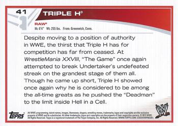2013 Topps WWE #41 Triple H Back