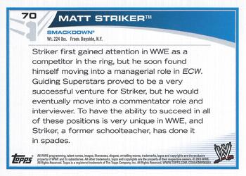 2013 Topps WWE #70 Matt Striker Back
