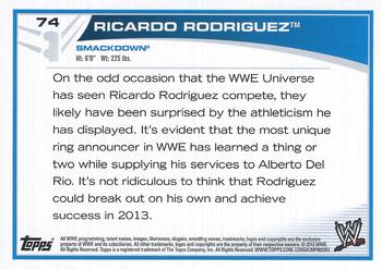 2013 Topps WWE #74 Ricardo Rodriguez Back
