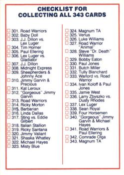 1988 Wonderama NWA #NNO Checklist 301-343 Back