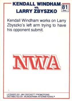 1988 Wonderama NWA #81 Kendall Windham vs. Larry Zbyszko Back