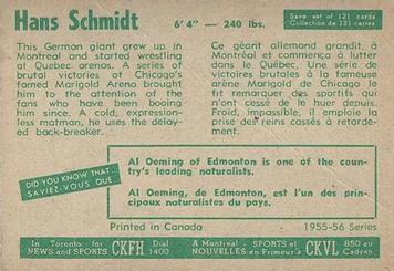 1955-56 Parkhurst #4 Hans Schmidt Back
