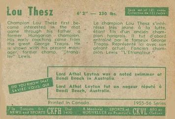 1955-56 Parkhurst #82 Lou Thesz Back
