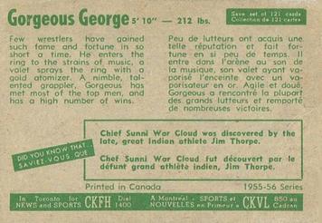 1955-56 Parkhurst #95 Gorgeous George Back