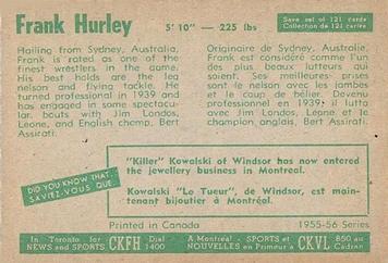 1955-56 Parkhurst #114 Frank Hurley Back