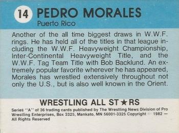 1982 Wrestling All Stars Series A #14 Pedro Morales Back