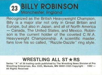 1982 Wrestling All Stars Series A #23 Billy Robinson Back