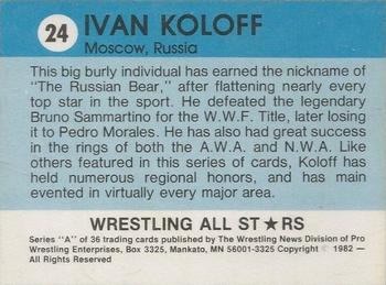 1982 Wrestling All Stars Series A #24 Ivan Koloff Back