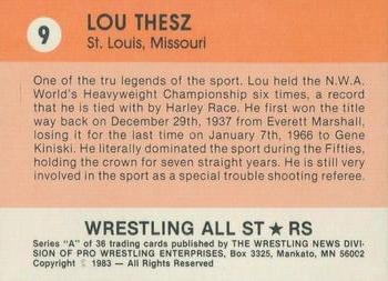 1983 Wrestling All Stars Series A #9 Lou Thesz Back