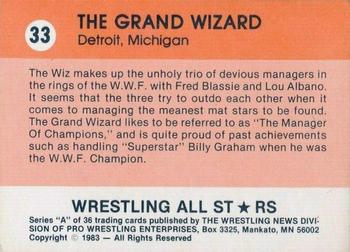 1983 Wrestling All Stars Series A #33 The Grand Wizard Back
