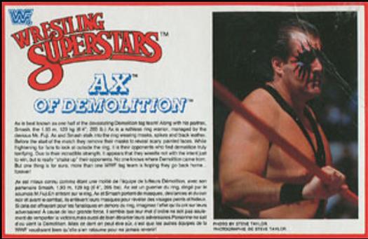 1984-88 LJN Wrestling Superstars Action Figure Cards #NNO Ax of Demolition Front