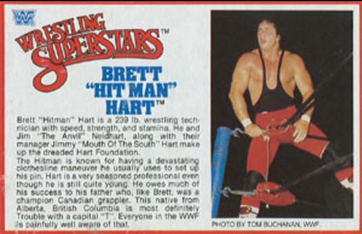 1984-88 LJN Wrestling Superstars Action Figure Cards #NNO Bret 