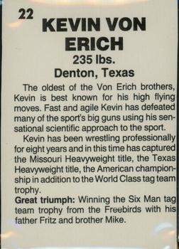 1985 Wrestling All Stars #22 Kevin Von Erich Back