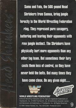 1994 Action Packed WWF #9 Head Shrinkers Back
