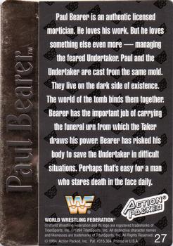1994 Action Packed WWF #27 Paul Bearer Back