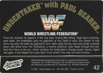 1994 Action Packed WWF #42 Undertaker with Paul Bearer Back