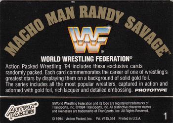 1994 Action Packed WWF #1 Macho Man Randy Savage Back