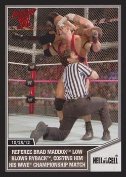2013 Topps Best of WWE #56 Referee Brad Maddox Low Blows Ryback, Costing him his WWE Championship Match Front
