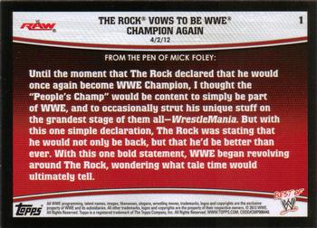 2013 Topps Best of WWE #1 The Rock Vows to be WWE Champion Again Back