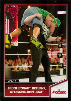 2013 Topps Best of WWE #2 Brock Lesnar Returns, Attacking John Cena Front