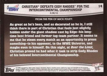 2013 Topps Best of WWE #14 Christian Defeats Cody Rhodes for the Intercontinental Championship Back
