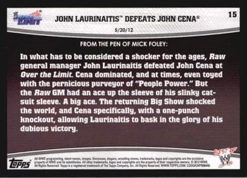 2013 Topps Best of WWE #15 John Laurinaitis Defeats John Cena Back