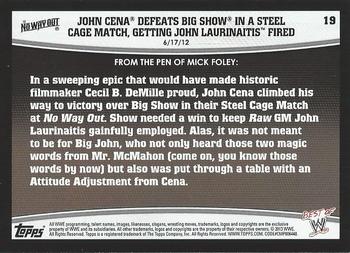 2013 Topps Best of WWE #19 John Cena Defeats Big Show in a Steel Cage Match, Getting John Laurinaitis Fired Back