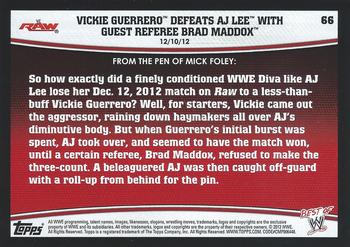 2013 Topps Best of WWE #66 Vickie Guerrero Defeats AJ Lee with Guest Referee Brad Maddox Back