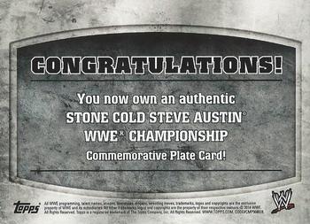 2014 Topps WWE - Commemorative Championship Plates #NNO Stone Cold Steve Austin Back