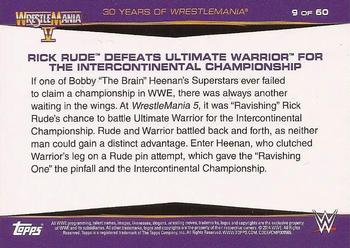 2014 Topps WWE Road to Wrestlemania - 30 Years of Wrestlemania #9 Rick Rude Defeats Ultimate Warrior for the Intercontinental Championship Back