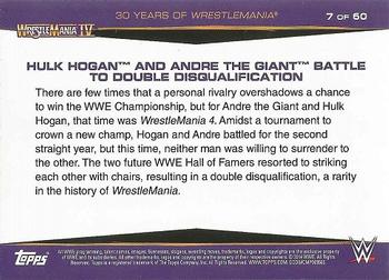 2014 Topps WWE Road to Wrestlemania - 30 Years of Wrestlemania #7 Hulk Hogan and Andre The Giant Battle to Double Disqualification Back