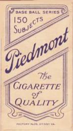 1909-11 American Tobacco Company T206 White Border #NNO Lou Criger Back
