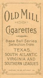 1909-11 American Tobacco Company T206 White Border #NNO Harry Sentz Back