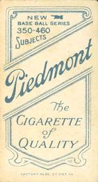 1909-11 American Tobacco Company T206 White Border #NNO Addie Joss Back