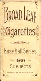 1909-11 American Tobacco Company T206 White Border #NNO Harry McIntire Back