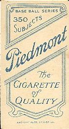 1909-11 American Tobacco Company T206 White Border #NNO Tom Guiheen Back